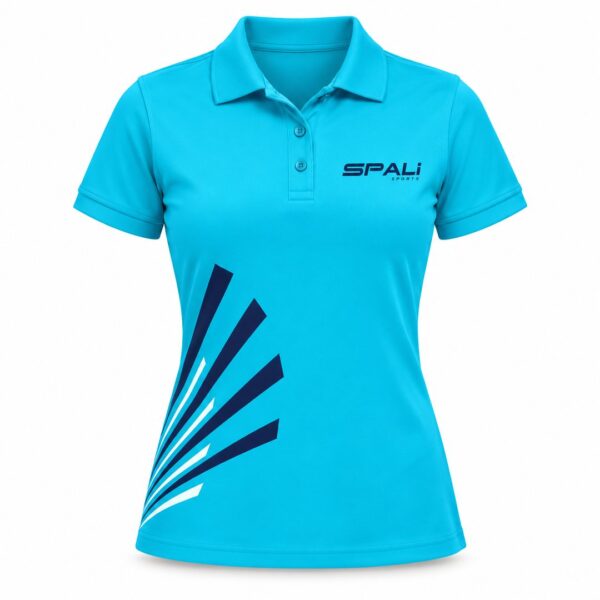 Polo Abanico Mujer en turquesa, vista delantera
